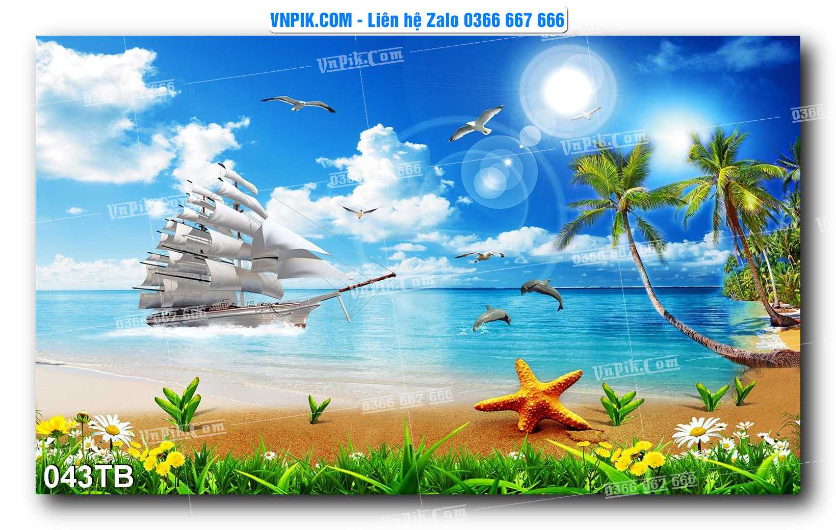 Tranh thuận buồm xuôi gió file PSD mẫu 043TB