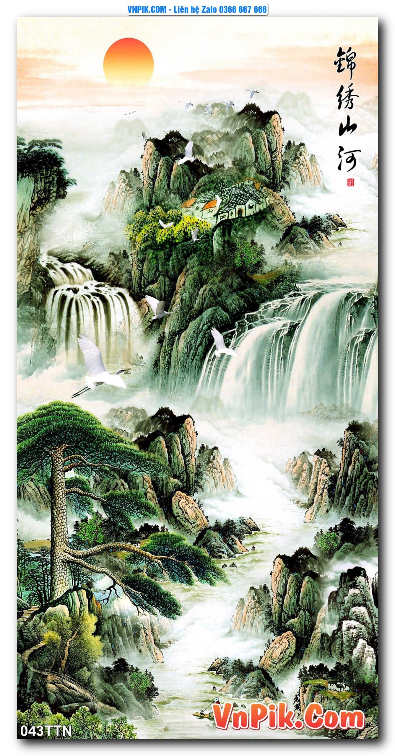 Tranh thác nước – Tranh phong thủy – Tranh treo tường mã 043TTN