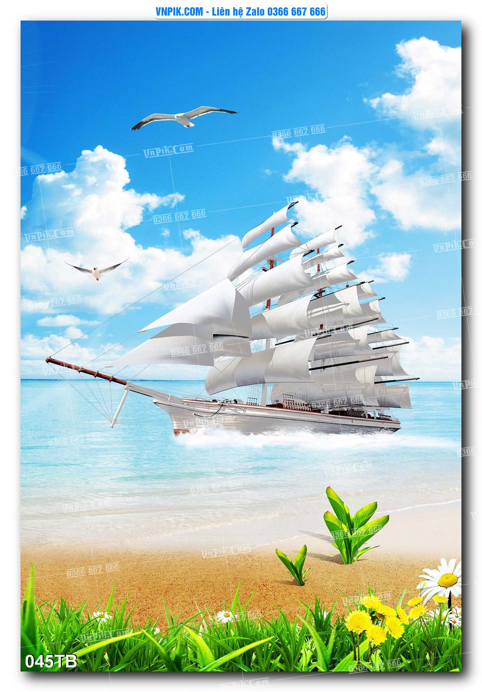 Tranh thuận buồm xuôi gió file PSD mẫu 045TB