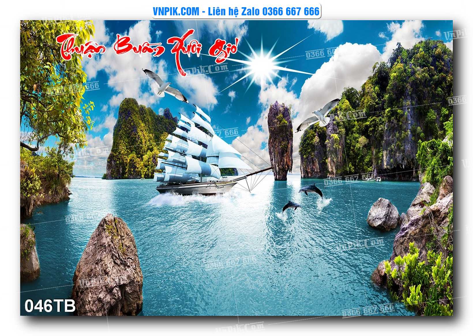Tranh thuận buồm xuôi gió file PSD mẫu 046TB