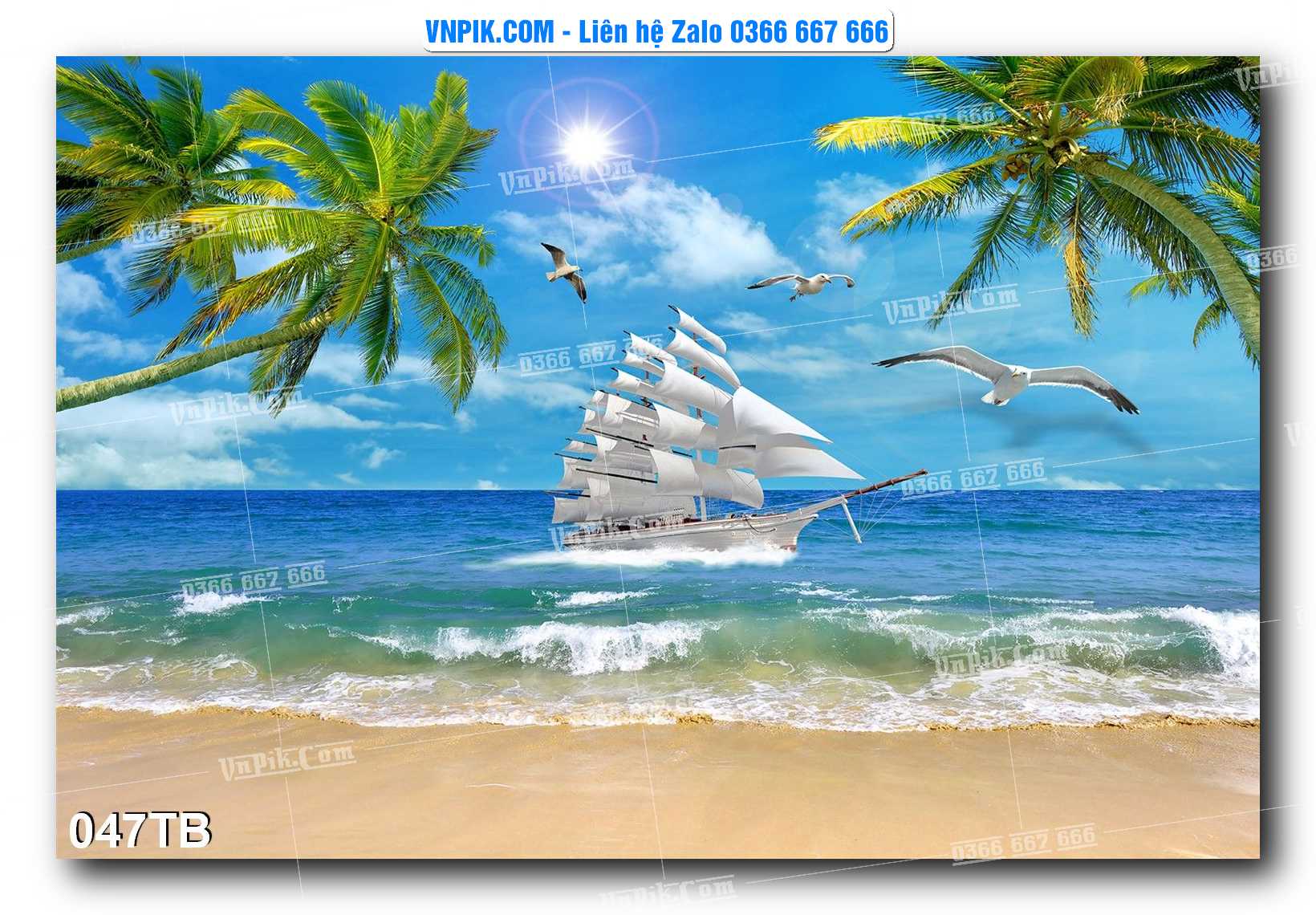 Tranh thuận buồm xuôi gió file PSD mẫu 047TB