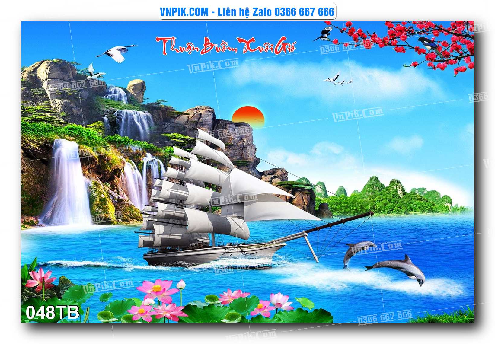 Tranh thuận buồm xuôi gió file PSD mẫu 048TB