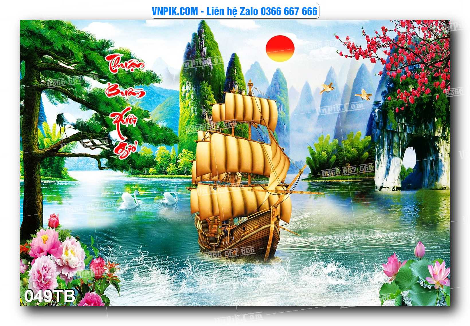 Tranh thuận buồm xuôi gió file PSD mẫu 049TB