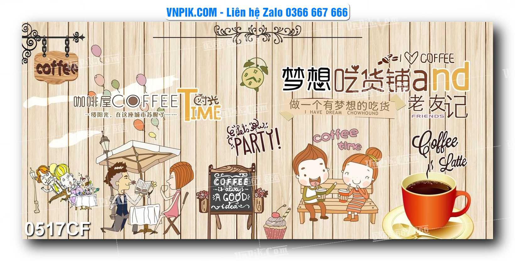 Tranh tường trang trí quán cà phê – trà chanh – trà sữa mã 0517CF