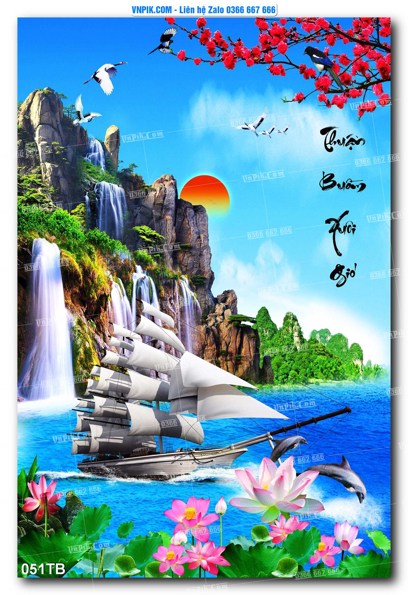 Tranh thuận buồm xuôi gió file PSD mẫu 051TB