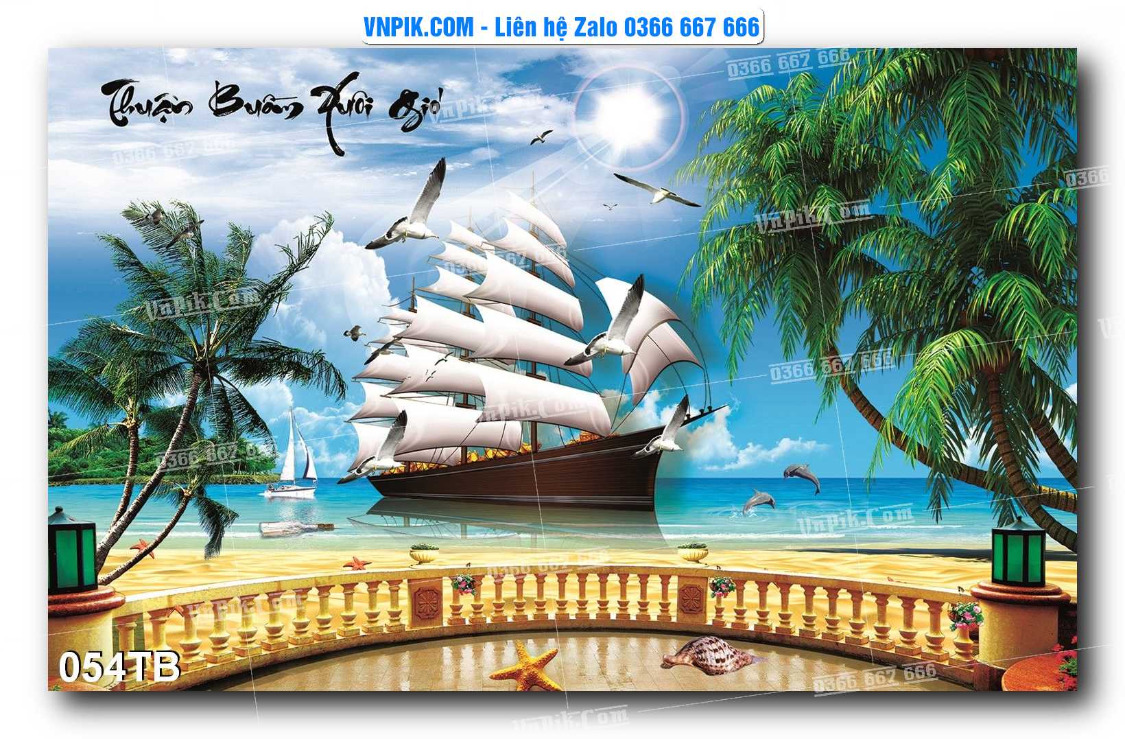 Tranh thuận buồm xuôi gió file PSD mẫu 054TB