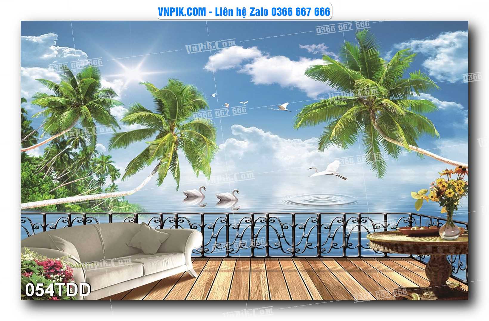 Tranh đại dương – cá heo 3D – tranh bể cá 054TDD