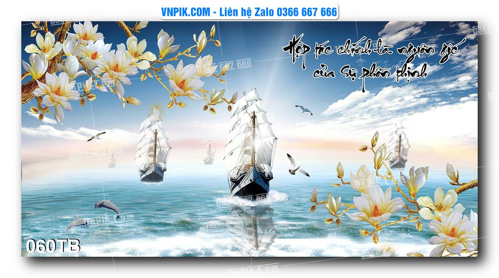 Tranh thuận buồm xuôi gió file PSD mẫu 060TB