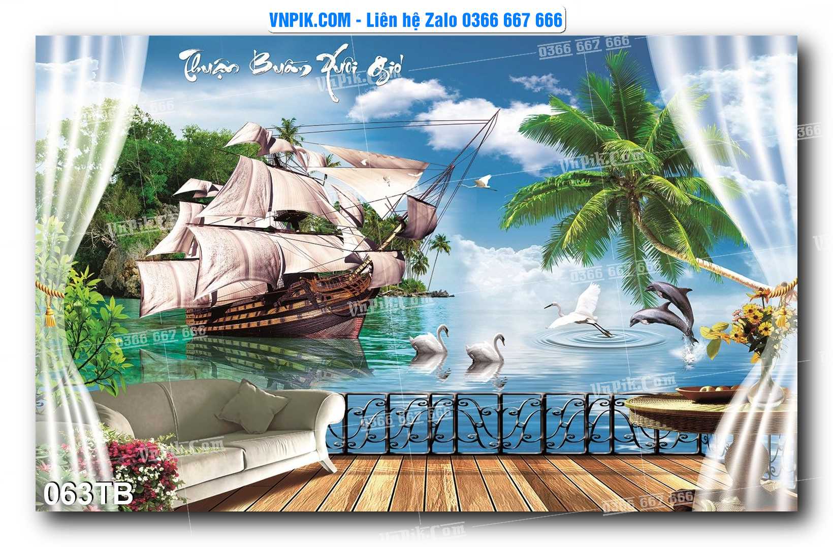 Tranh thuận buồm xuôi gió file PSD mẫu 063TB