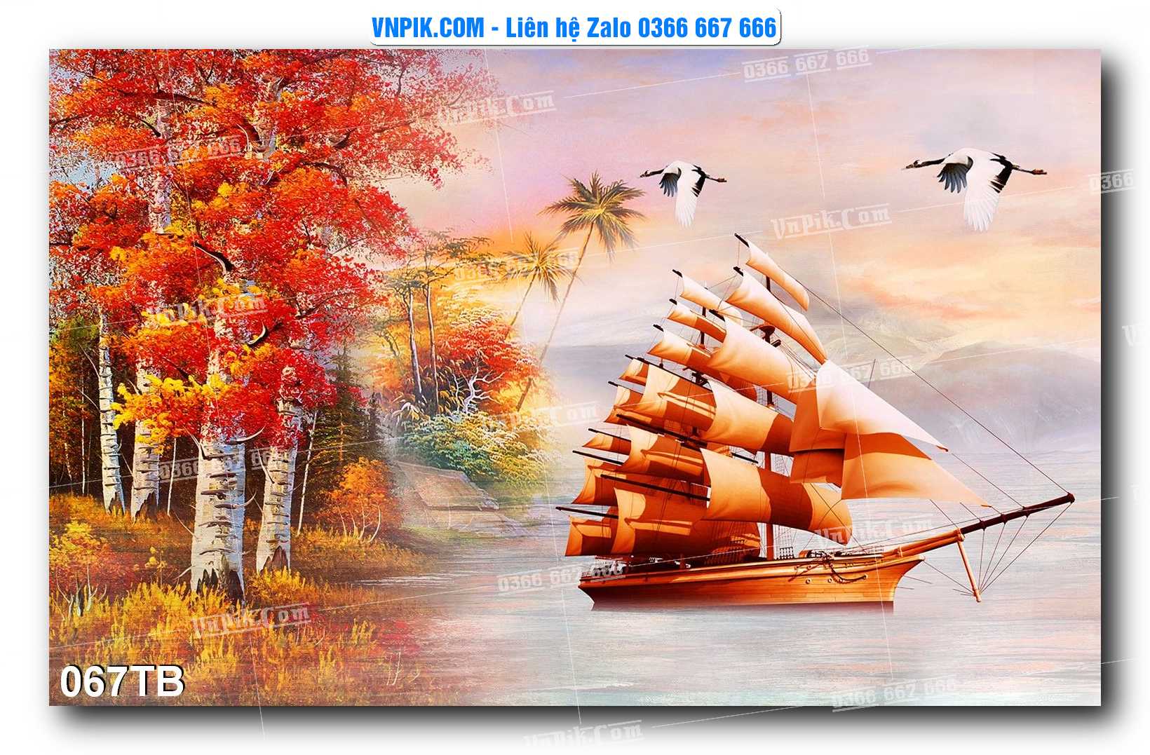 Tranh thuận buồm xuôi gió file PSD mẫu 067TB