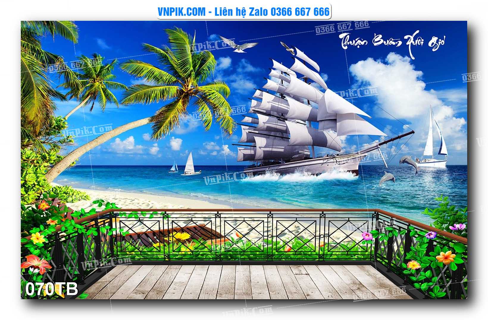 Tranh thuận buồm xuôi gió file PSD mẫu 070TB