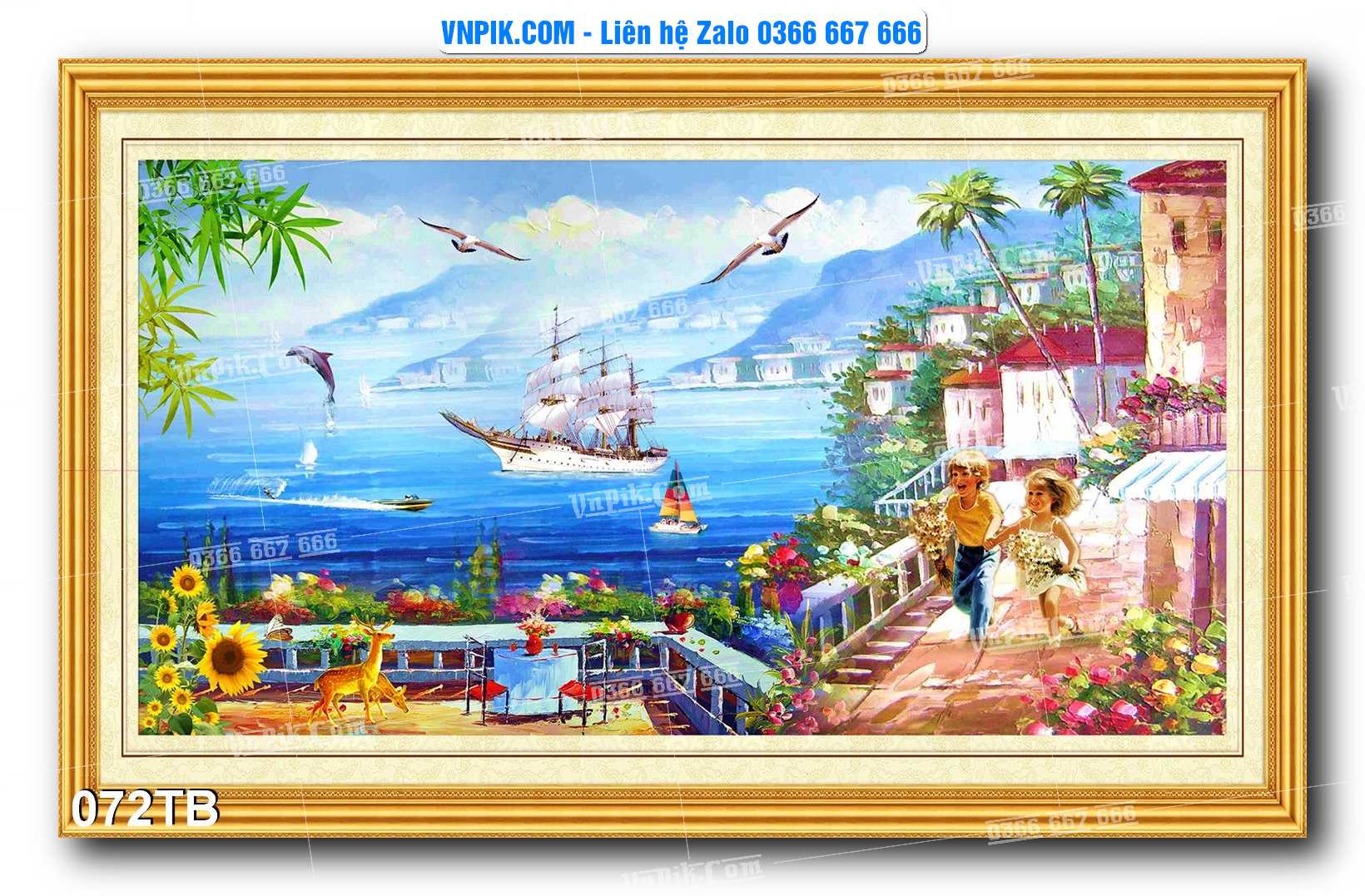 Tranh thuận buồm xuôi gió file PSD mẫu 072TB