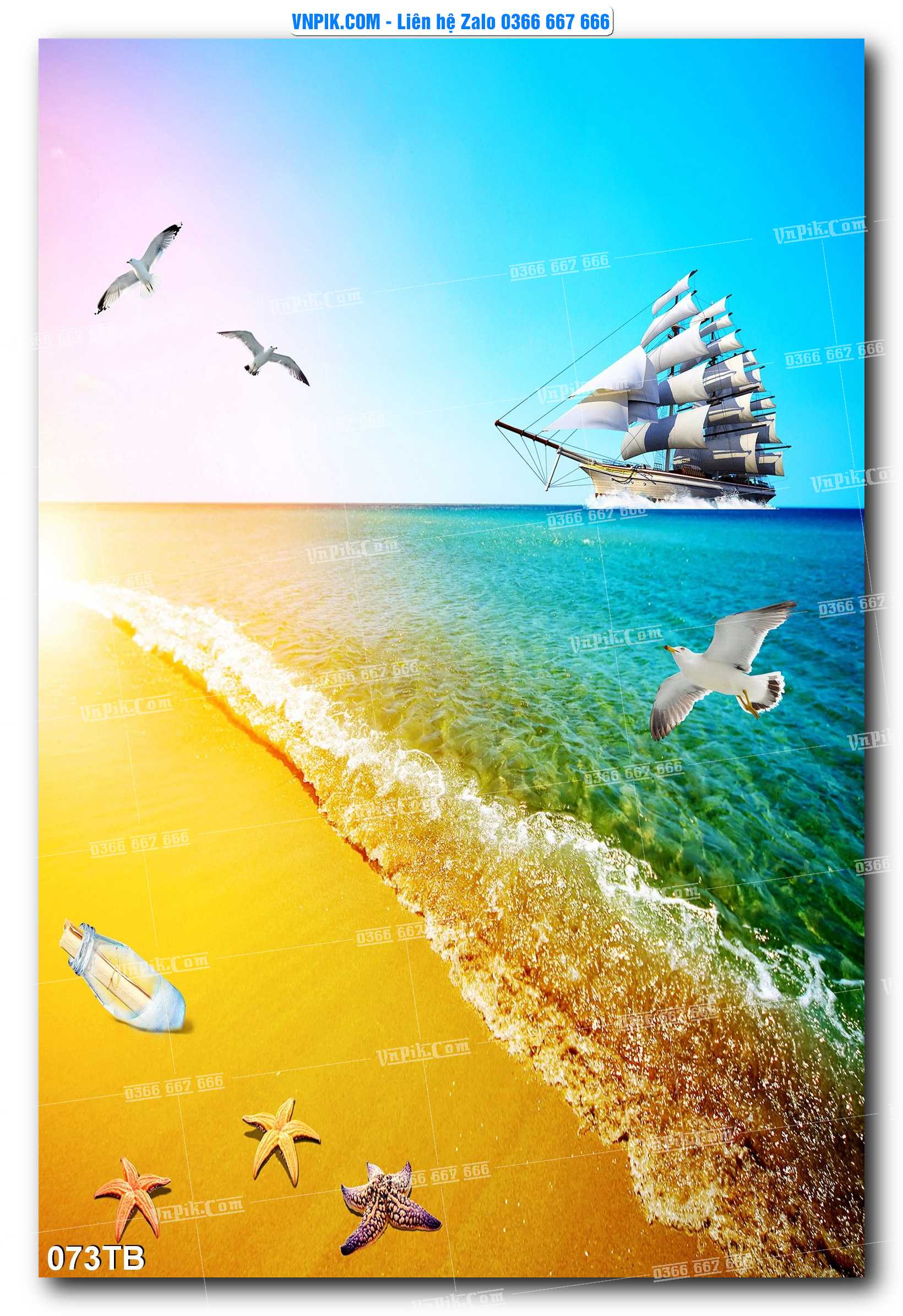 Tranh thuận buồm xuôi gió file PSD mẫu 073TB