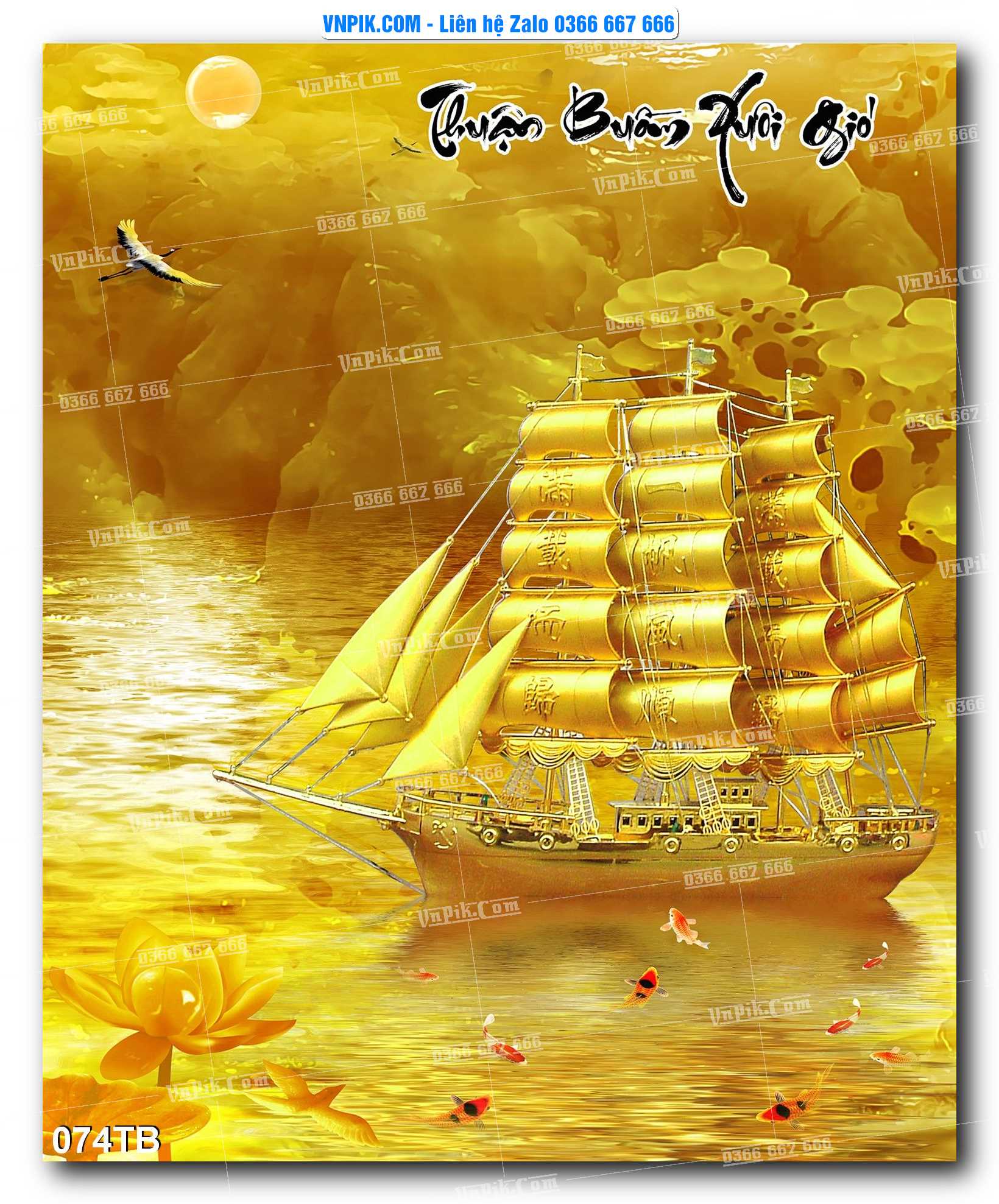 Tranh thuận buồm xuôi gió file PSD mẫu 074TB