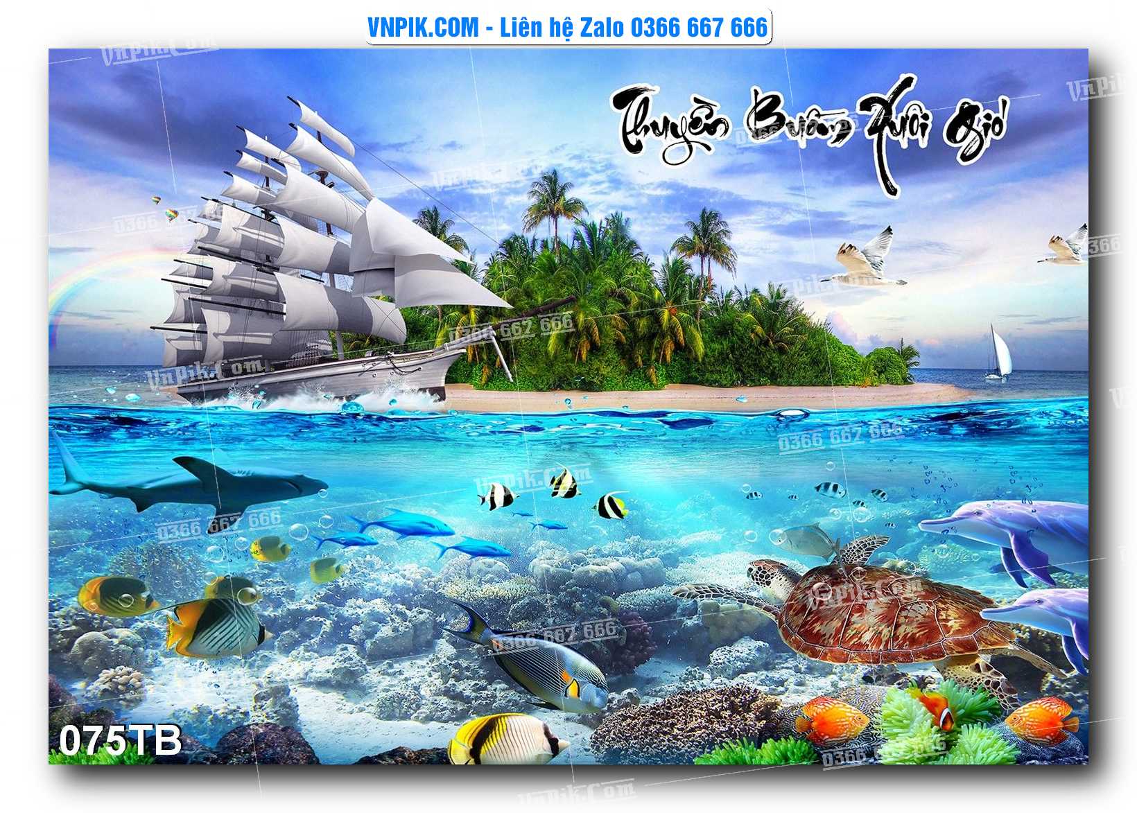 Tranh thuận buồm xuôi gió file PSD mẫu 075TB