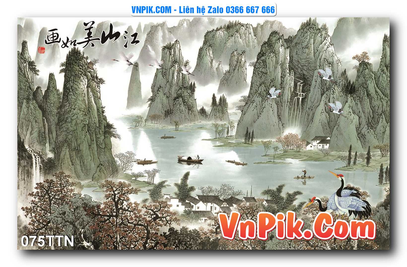 Tranh thác nước – Tranh phong thủy – Tranh treo tường mã 075TTN