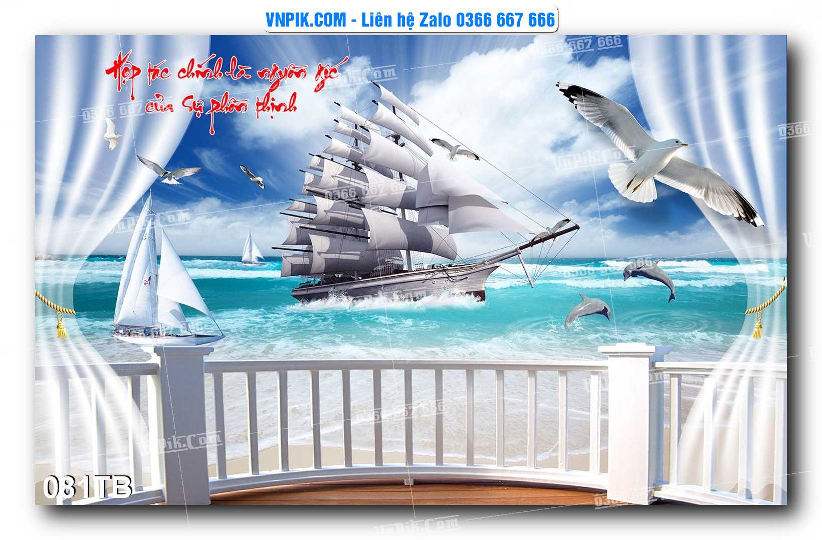 Tranh thuận buồm xuôi gió file PSD mẫu 081TB
