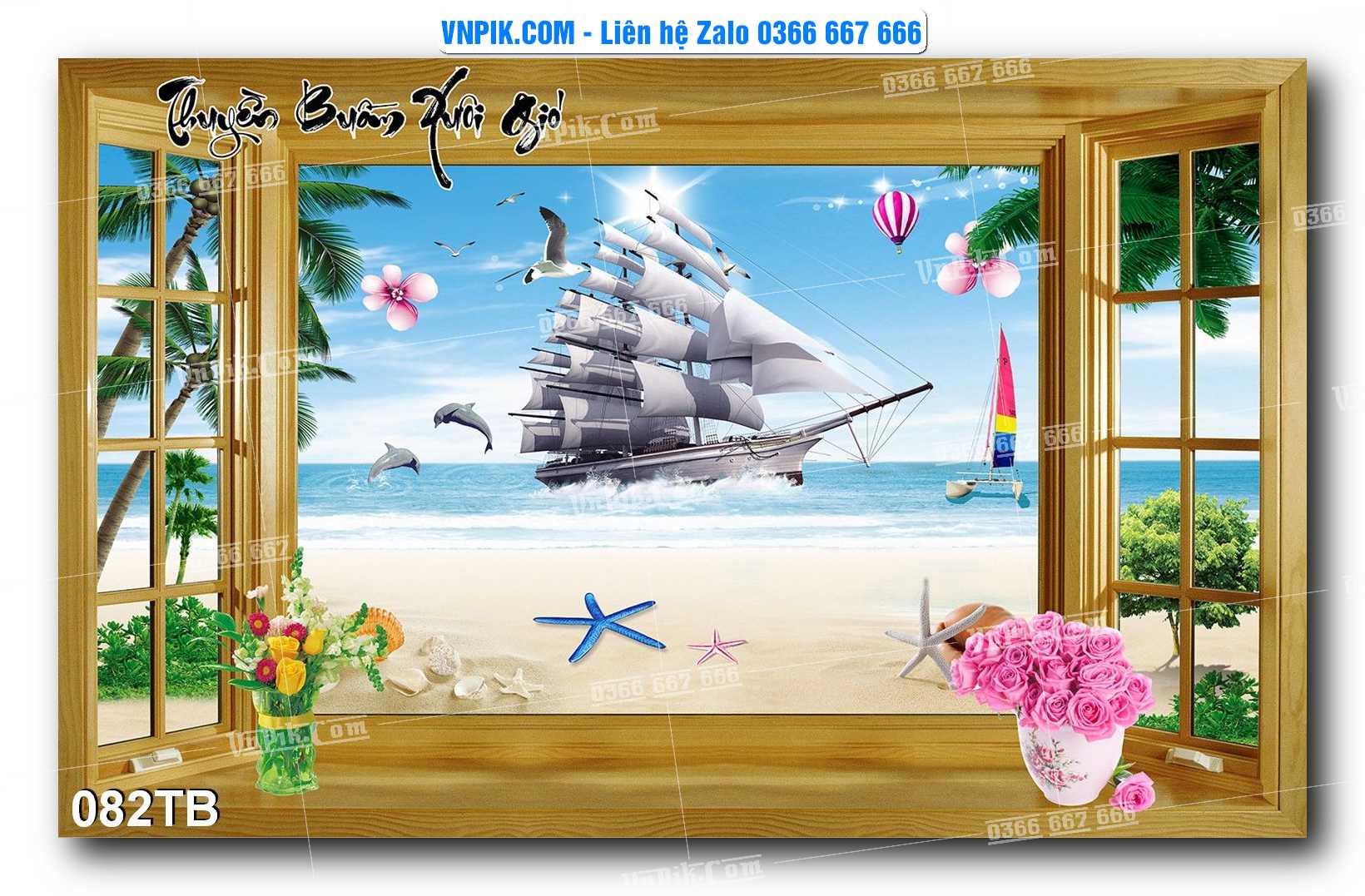 Tranh thuận buồm xuôi gió file PSD mẫu 082TB
