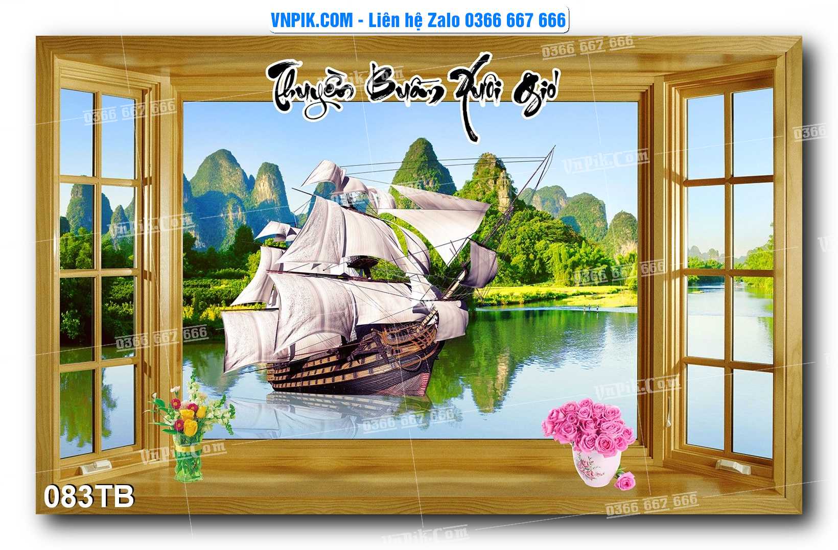Tranh thuận buồm xuôi gió file PSD mẫu 083TB