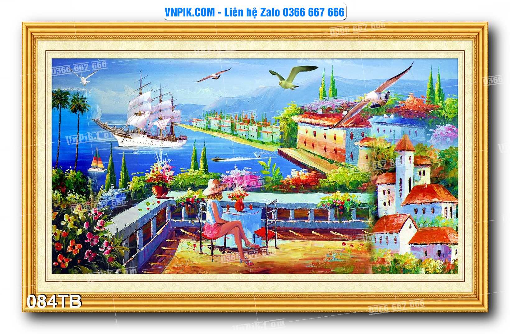 Tranh thuận buồm xuôi gió file PSD mẫu 084TB