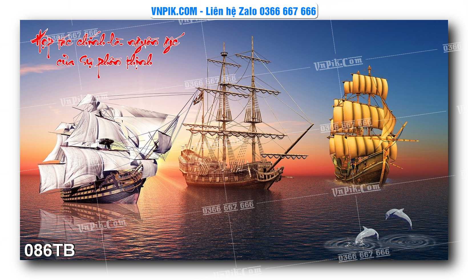 Tranh thuận buồm xuôi gió file PSD mẫu 086TB