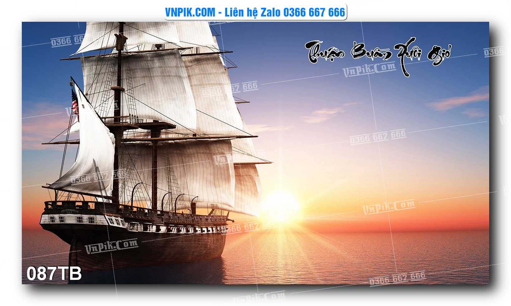 Tranh thuận buồm xuôi gió file PSD mẫu 087TB