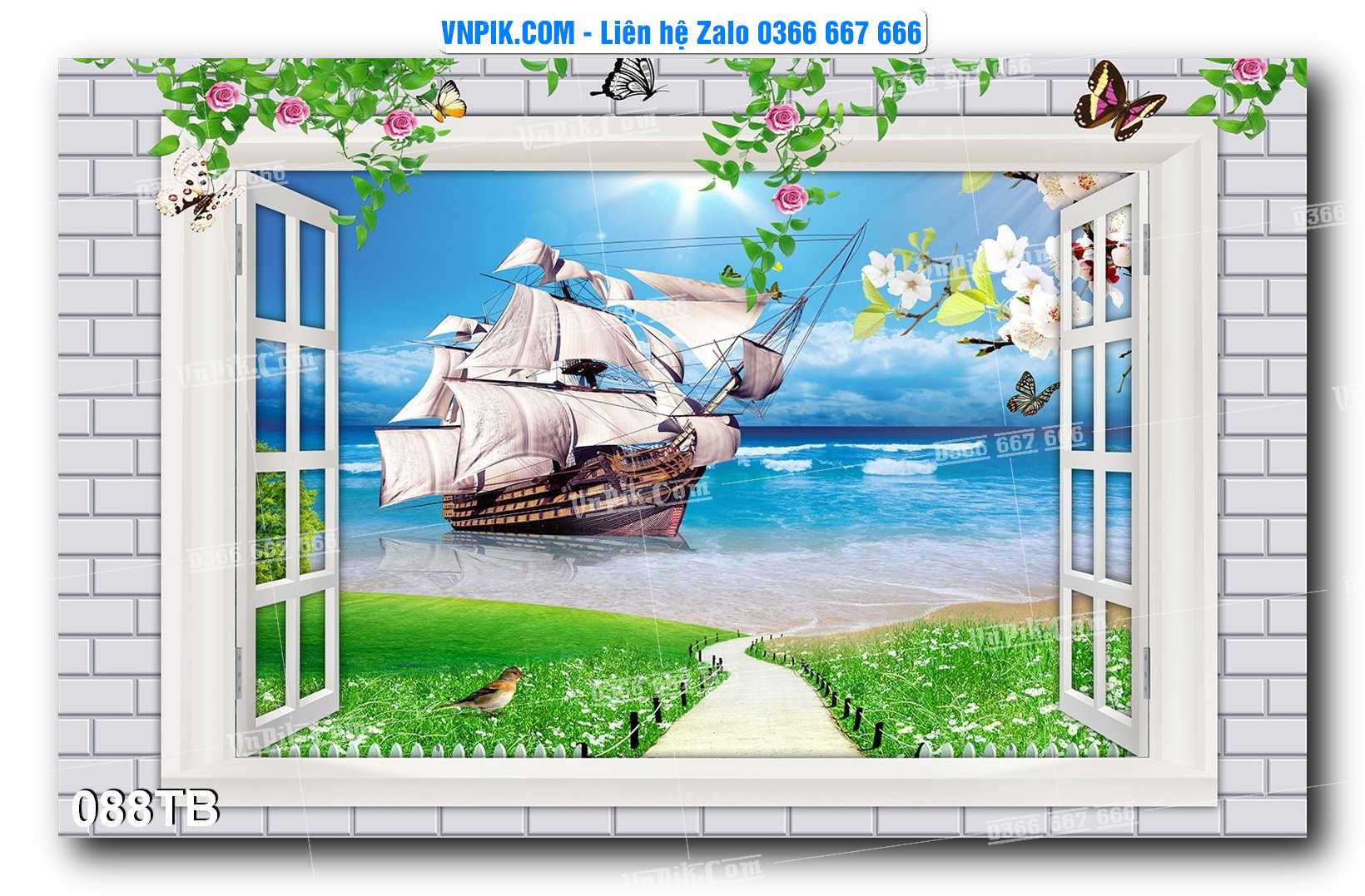 Tranh thuận buồm xuôi gió file PSD mẫu 088TB