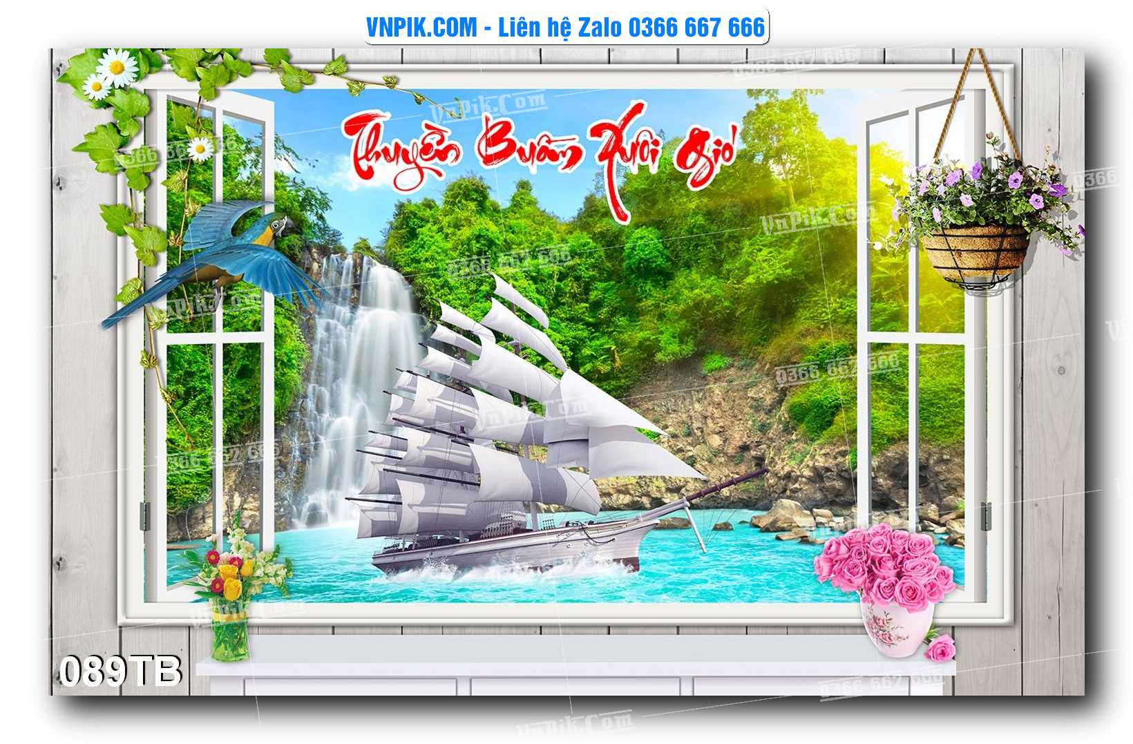 Tranh thuận buồm xuôi gió file PSD mẫu 089TB