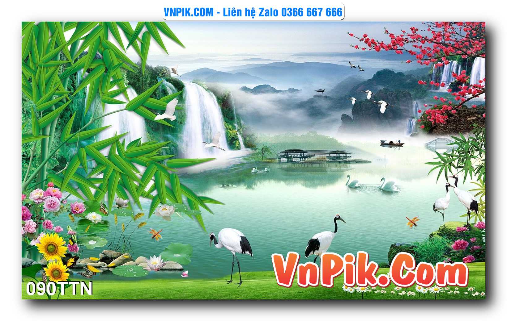 Tranh thác nước – Tranh phong thủy – Tranh treo tường mã 090TTN