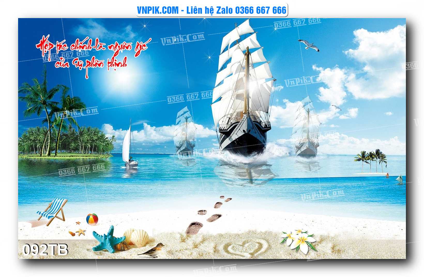 Tranh thuận buồm xuôi gió file PSD mẫu 092TB