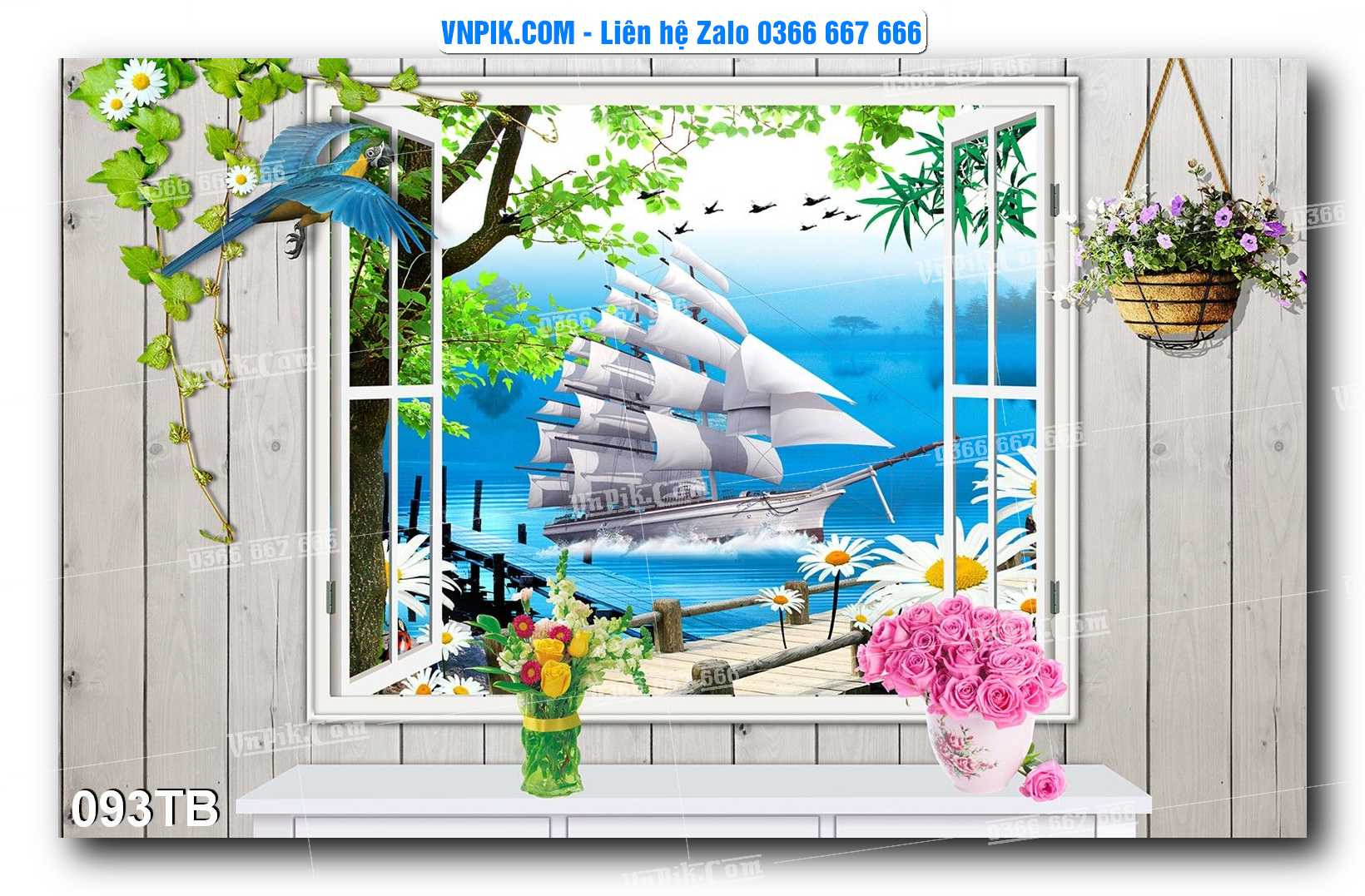 Tranh thuận buồm xuôi gió file PSD mẫu 093TB