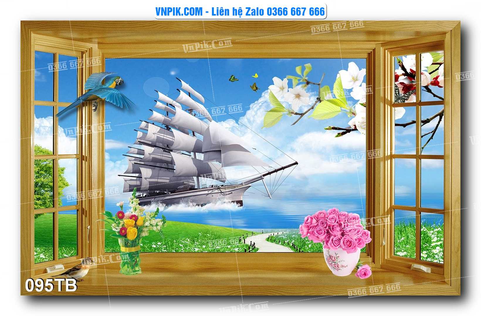 Tranh thuận buồm xuôi gió file PSD mẫu 095TB