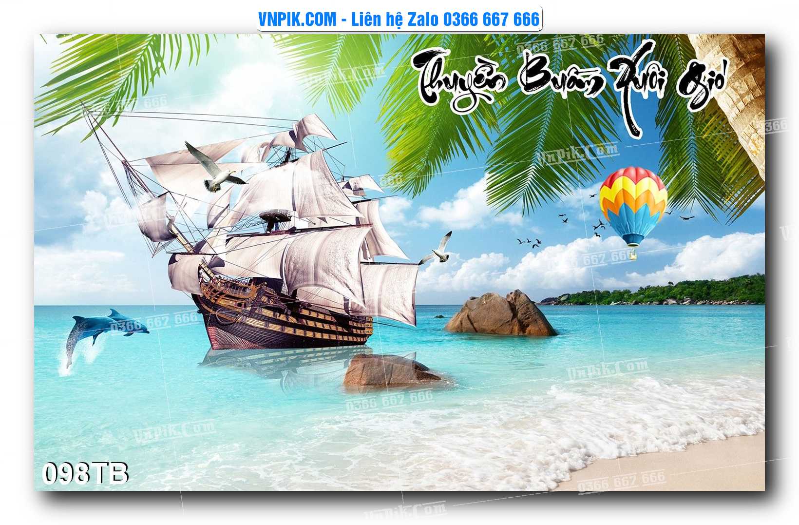 Tranh thuận buồm xuôi gió file PSD mẫu 098TB