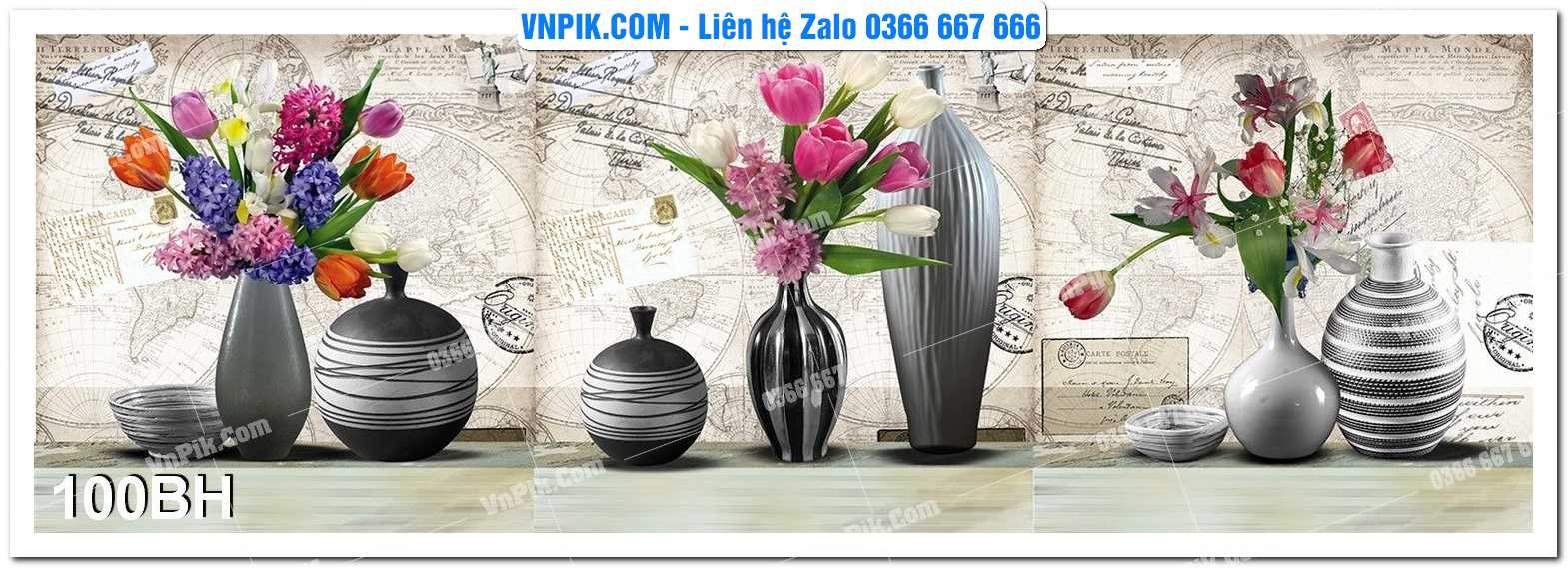 Tranh bình hoa nghệ thuật 100BH