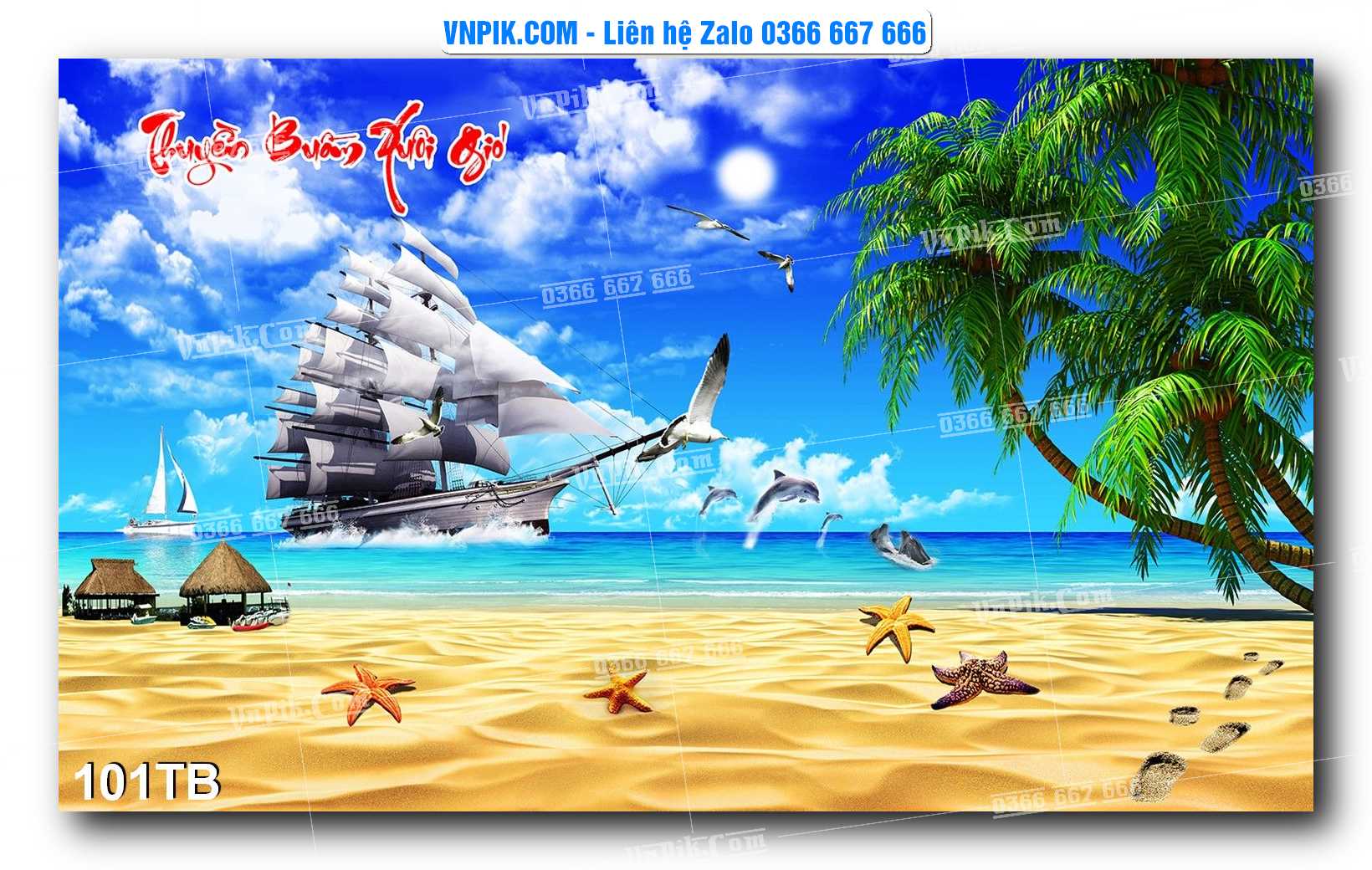 Tranh thuận buồm xuôi gió file PSD mẫu 101TB