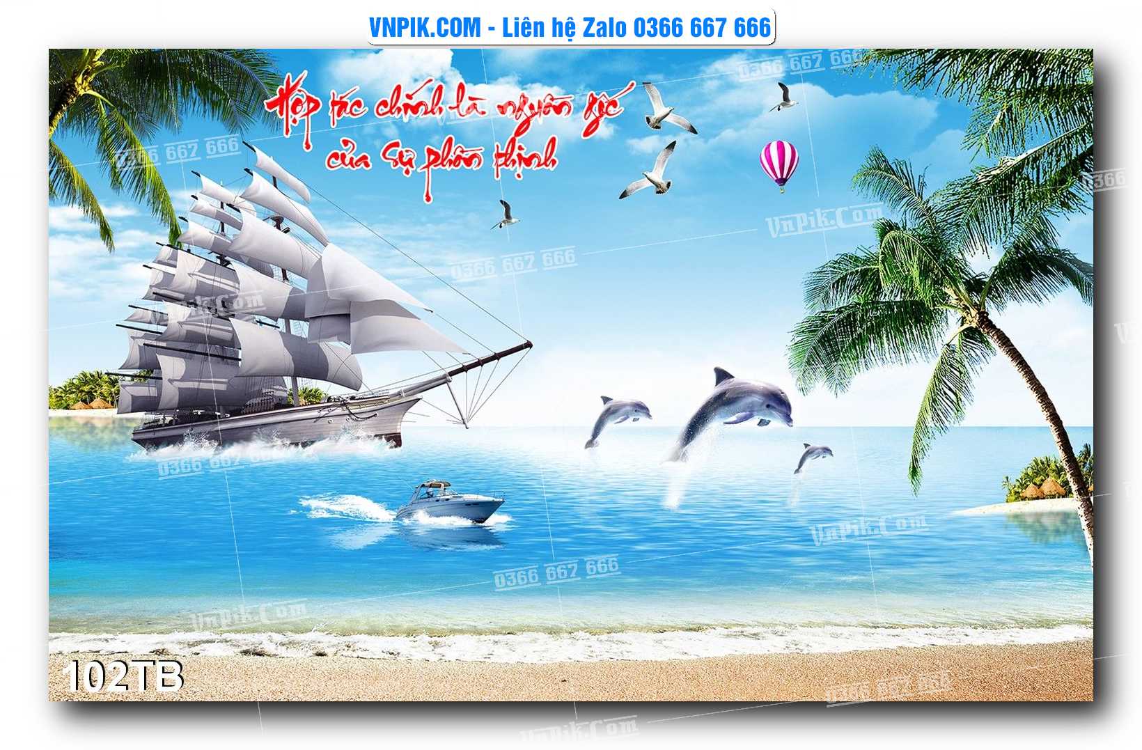 Tranh thuận buồm xuôi gió file PSD mẫu 102TB