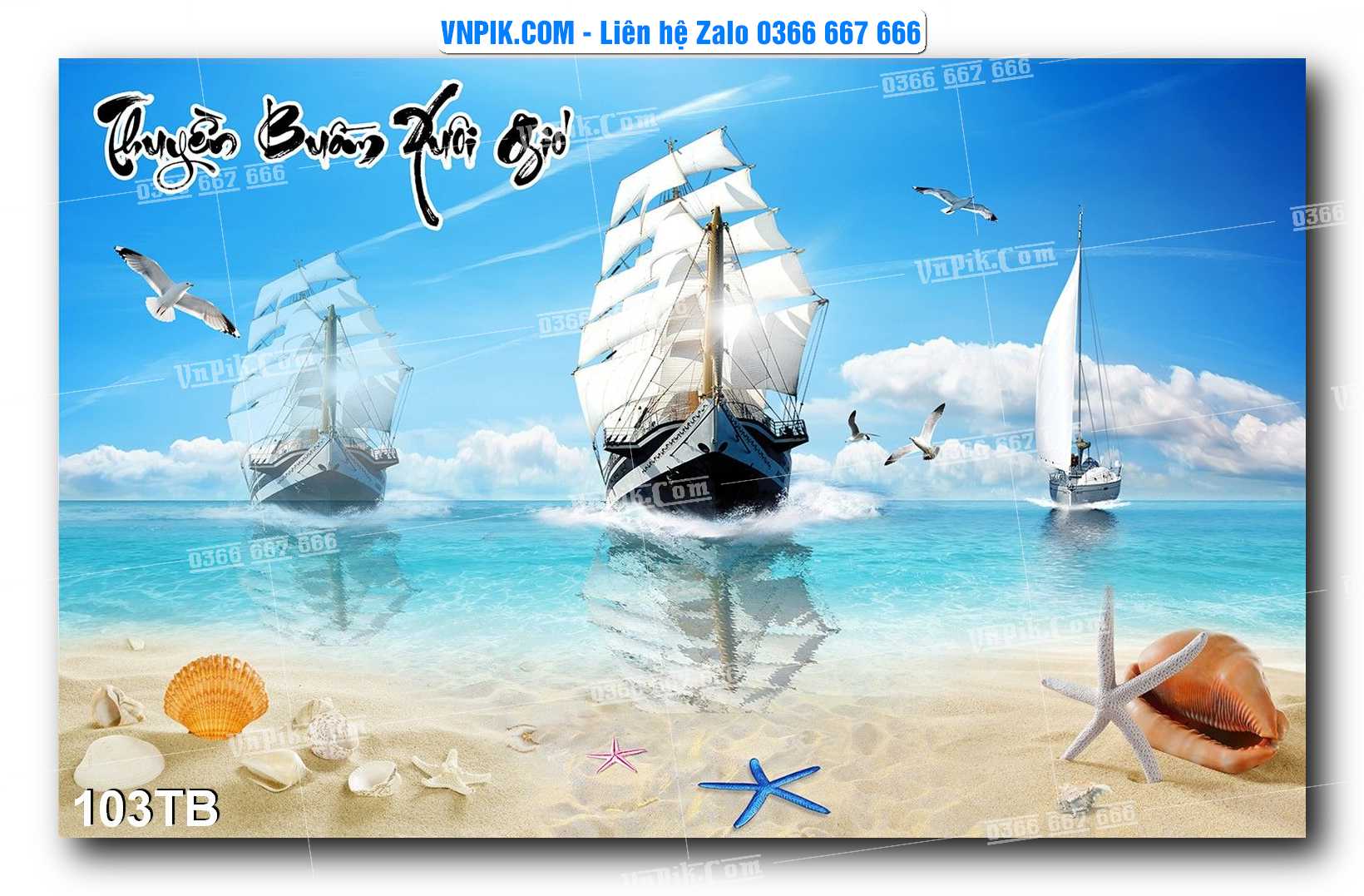 Tranh thuận buồm xuôi gió file PSD mẫu 103TB
