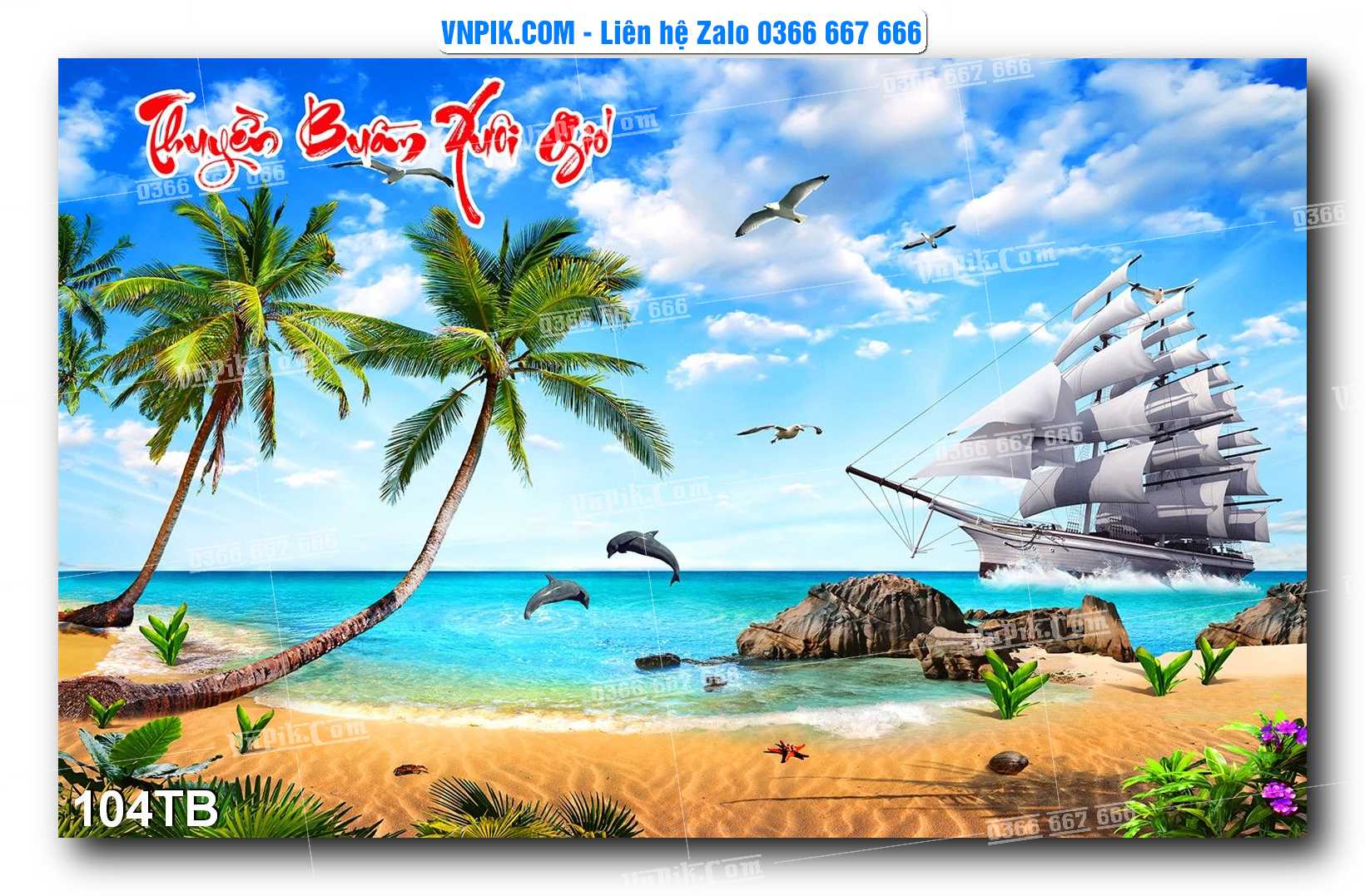 Tranh thuận buồm xuôi gió file PSD mẫu 104TB