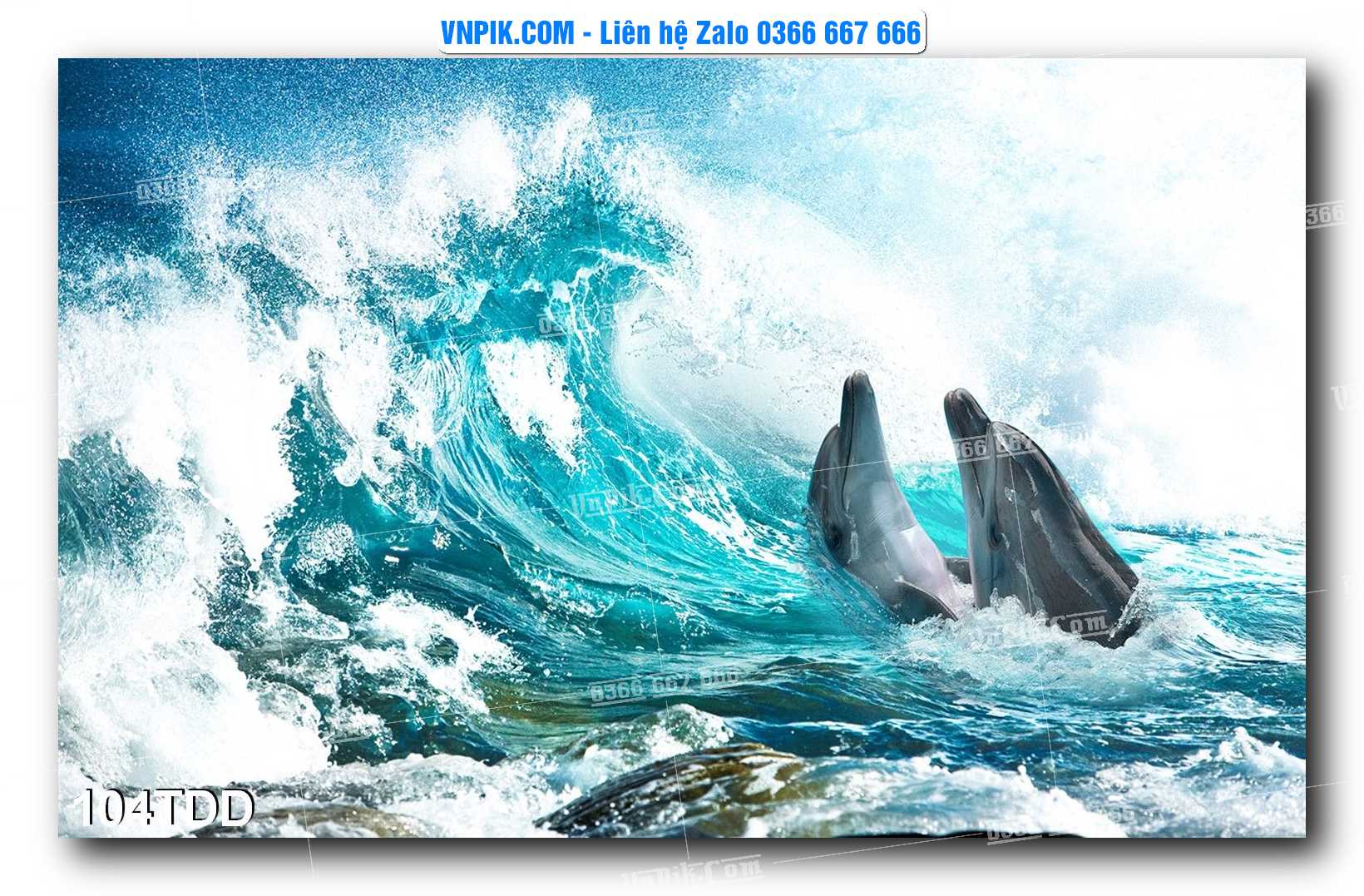 Tranh đại dương – cá heo 3D – tranh bể cá 104TDD