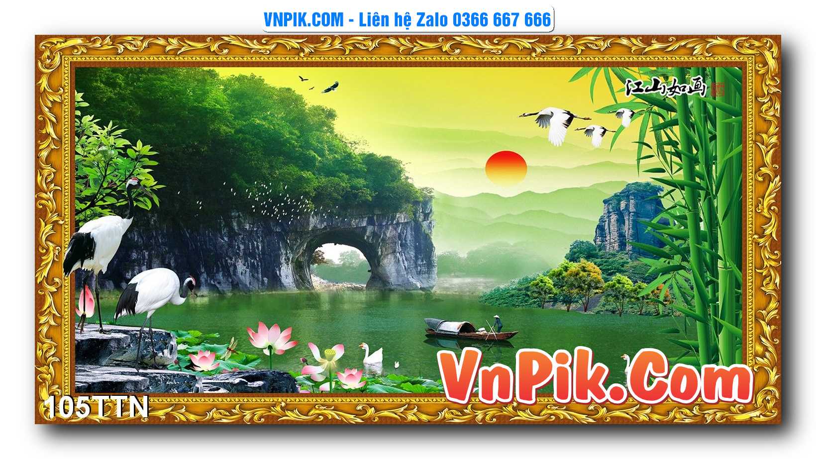 Tranh thác nước – Tranh phong thủy – Tranh treo tường mã 105TTN