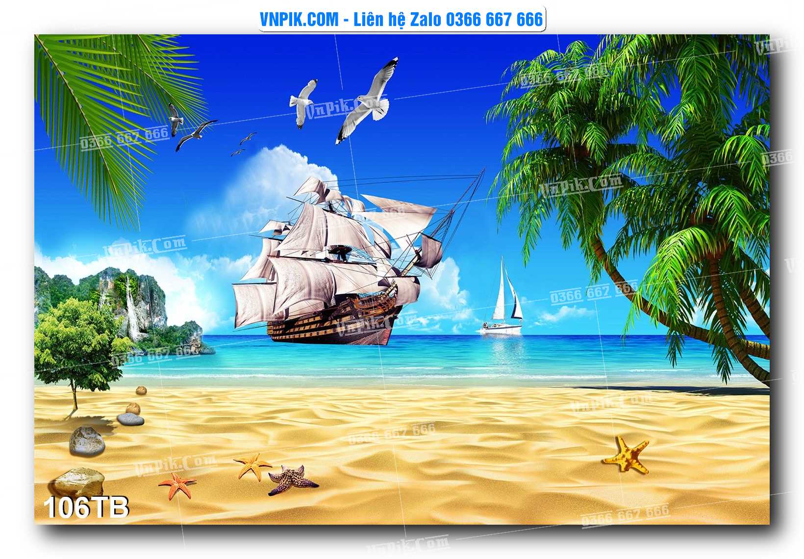 Tranh thuận buồm xuôi gió file PSD mẫu 106TB