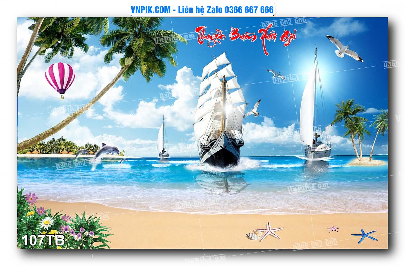 Tranh thuận buồm xuôi gió file PSD mẫu 107TB
