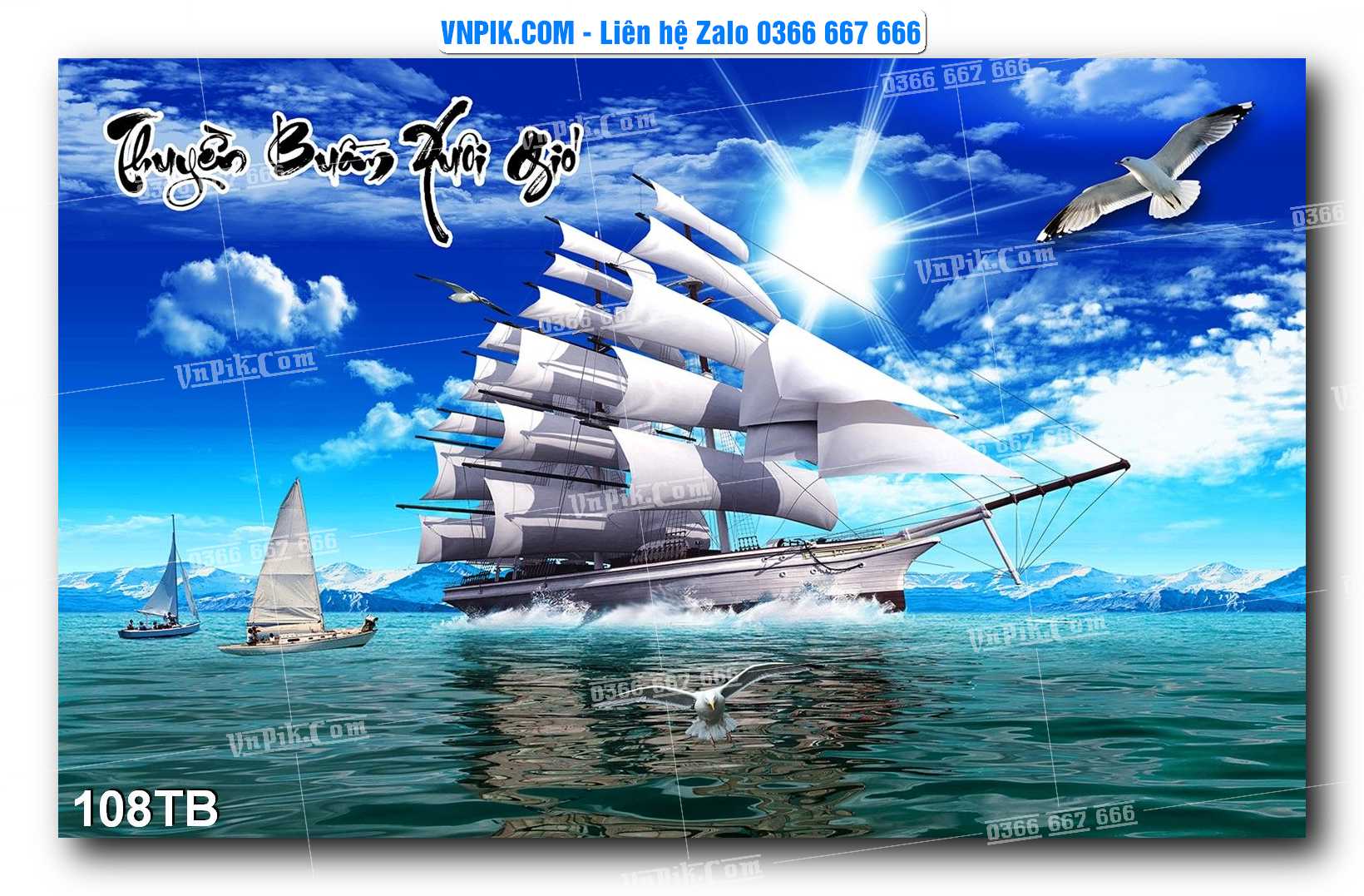 Tranh thuận buồm xuôi gió file PSD mẫu 108TB