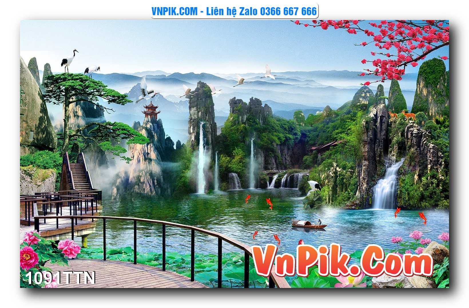 Tranh thác nước – Tranh phong thủy – Tranh treo tường mã 1091TTN
