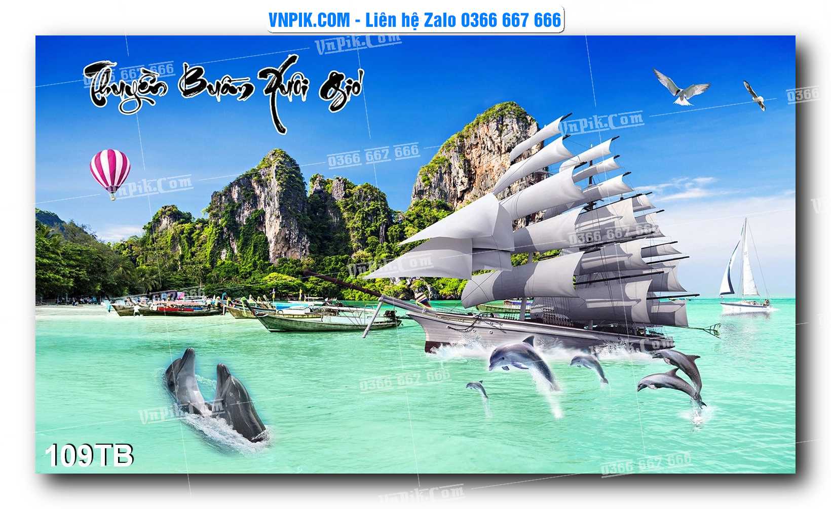 Tranh thuận buồm xuôi gió file PSD mẫu 109TB