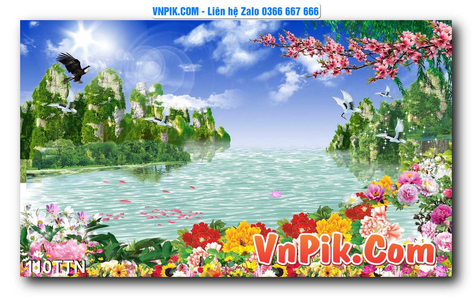 Tranh thác nước – Tranh phong thủy – Tranh treo tường mã 110TTN