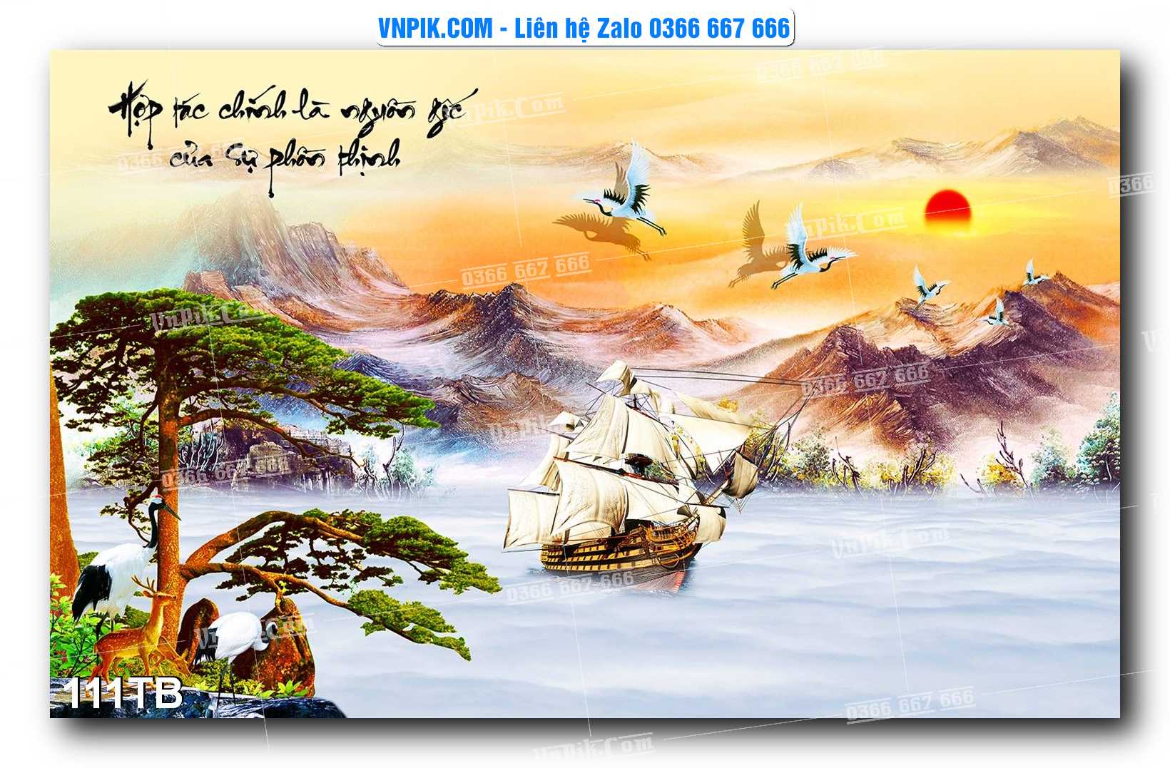 Tranh thuận buồm xuôi gió file PSD mẫu 111TB