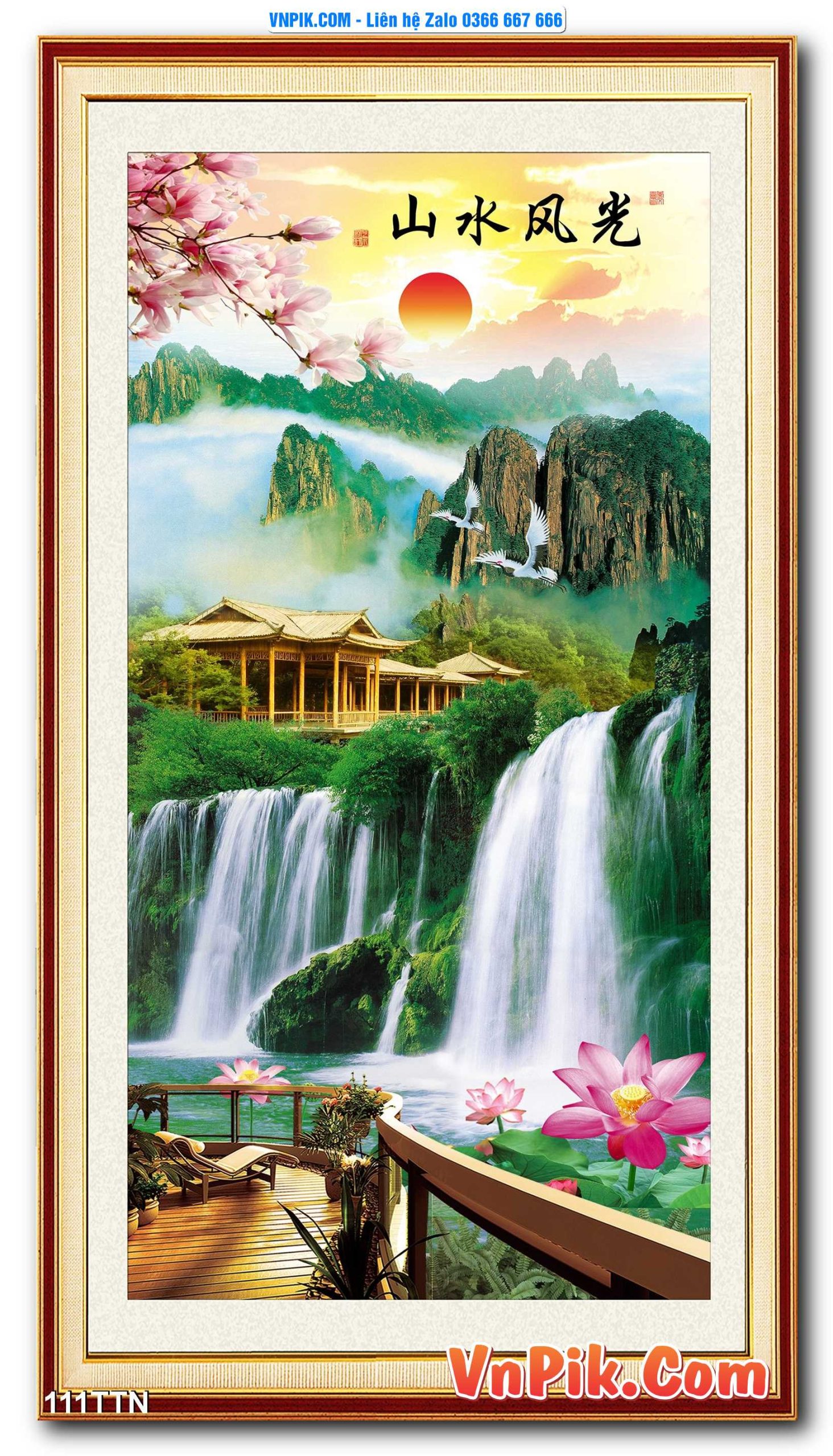 Tranh thác nước – Tranh phong thủy – Tranh treo tường mã 111TTN