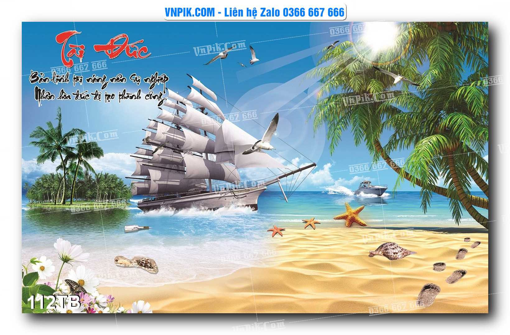 Tranh thuận buồm xuôi gió file PSD mẫu 112TB