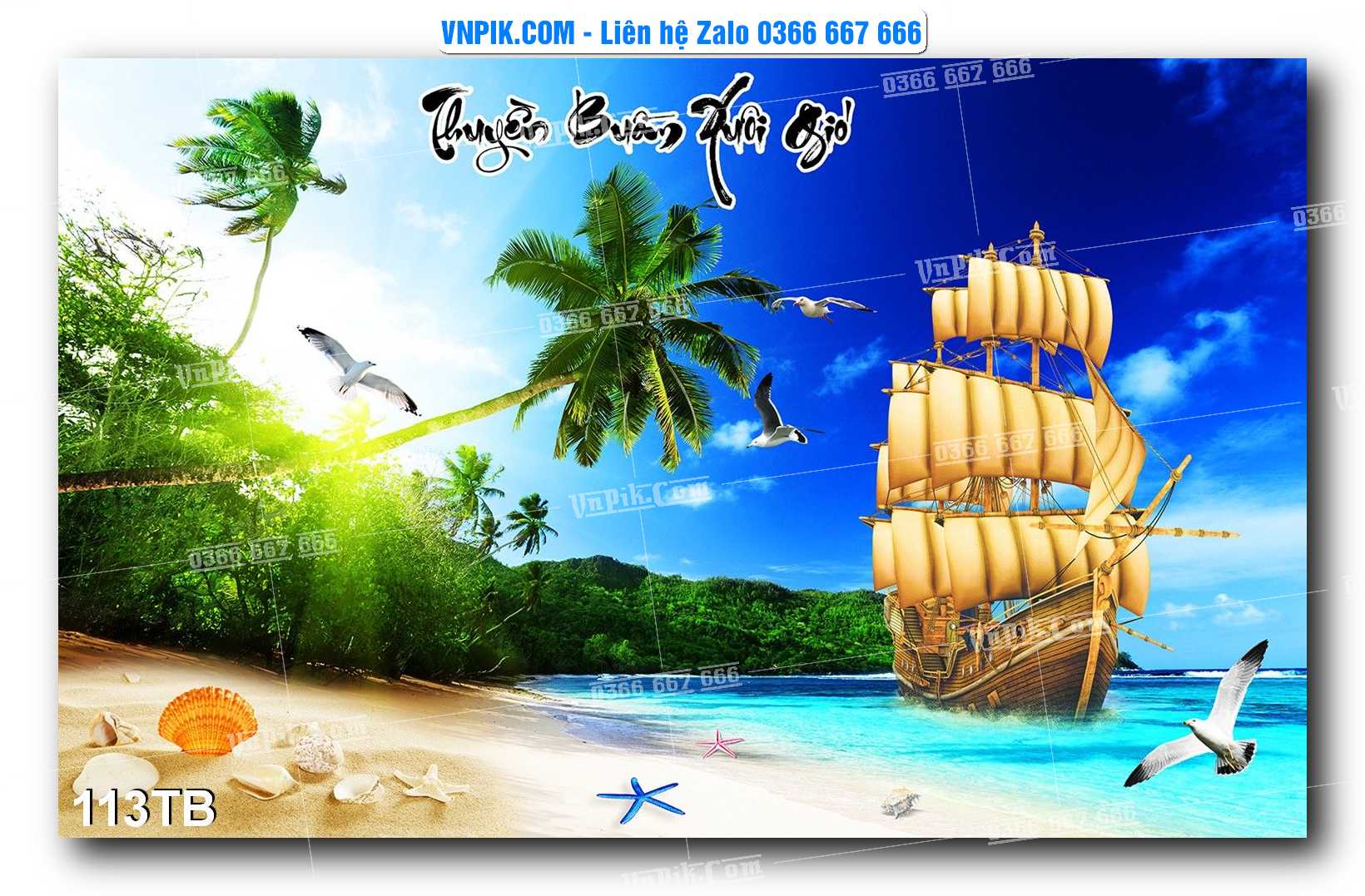 Tranh thuận buồm xuôi gió file PSD mẫu 113TB